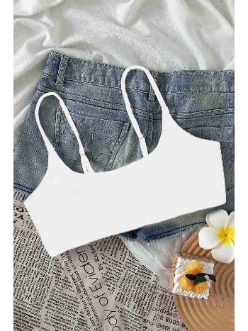 İnce Ayarlanabilir Askı Bikini Üstü Beyaz Angelsin 4564