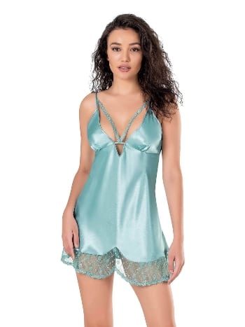 Mürdüm Renkli Saten Gecelik Kadın Ahu 8107