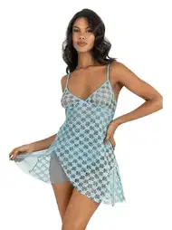 Asimetrik Kesim Kısa Tül Gecelik Sarı Ahu 4218