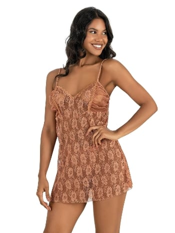 Fuşya Renkli Askılı Kısa Tül Gecelik Ahu 4214