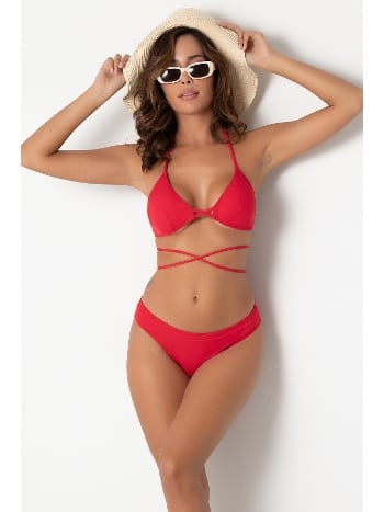 Bağlama Detaylı Normal Bel Kırmızı Bikini Takım DoReMi 002-001000