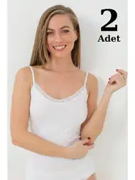 Bambu Dantelli V Yaka İp Askılı Atlet Arma Yıldız 3704