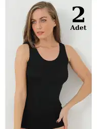 Kalın Askılı Bambu Atlet Siyah Arma Yıldız 3702