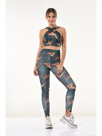 Yüksek Bel Şimşek Baskılı Tayt Büstiyer Takım Derya 531