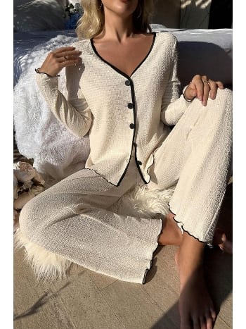 Açık Bej Konforlu Ev Giyim Pijama Takımı Bella Notte 7050
