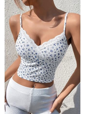 Dantelli Çiçek Serenatı Askılı Crop Bella Notte 5508