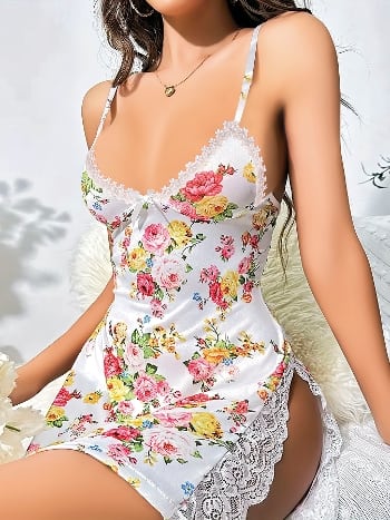 Beyaz Dantelli Tek Parça Body Pink Night 3714