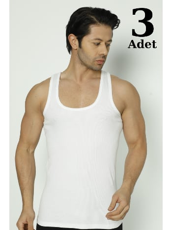 Pamuklu Elastik Beyaz Atlet 3'lü Paket Arma Yıldız 1187