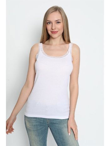 Dantel Detaylı İnce Askılı Atlet Pamuk Ribana Arma Yıldız 3362