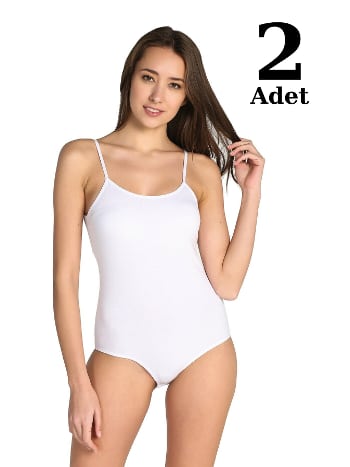 Beyaz Likra İp Askılı Çıt Çıtlı Body Arma Yıldız 3336
