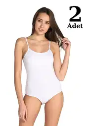 Beyaz Likra İp Askılı Çıt Çıtlı Body Arma Yıldız 3336