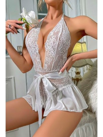 Şeffaf Dantel Tek Parça Body Jesica Bella 0039