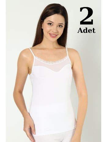 Pamuklu Tüllü İp Askı Atlet Arma Yıldız 3367