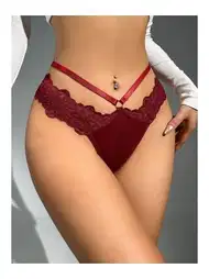 Bordo Dantelli Yüksek Bel Külot Lily Bianca 1006
