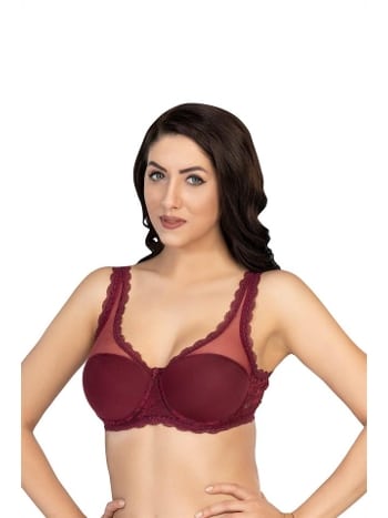 Pedli Dantelli Balenli Minimizer Sütyen Bordo Emay 172
