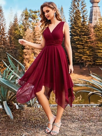 Bordo Uzun Elbise Esnek Kumaş Pink Night 5543