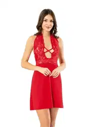 Boyundan Bağlı Dantelli Gecelik Külot Takımı Kota 6395