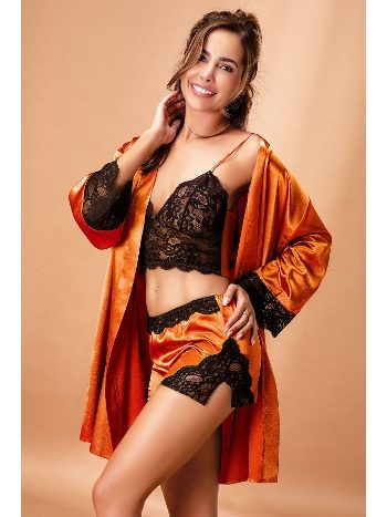 Bralet Üst ve Şort Detaylı Pijama Takımı Mor Nurteks 3509
