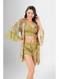 Şortlu Gecelik Takımı Lila Renk Kadın Ahu 1944