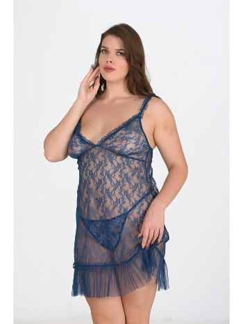 Tek Parça Şeffaf Dantel Gecelik Ahu 3042 - 2