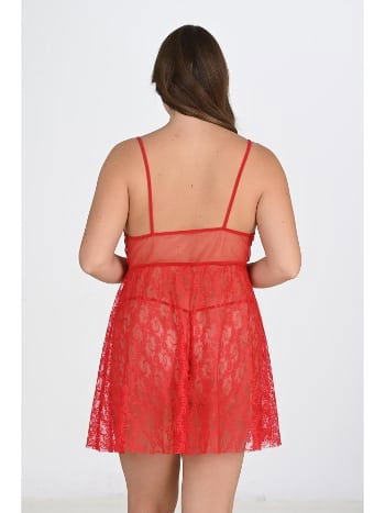 Tek Parça Tül Dantelli Kadın Gecelik Ahu 3040 - 2