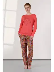 Modal Pamuk Elastan Cepli Uzun Kollu Pijama Takımı Doreanse 25K4048