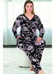 Çiçek Desenli Viskon Pijama Takımı Lady 11373