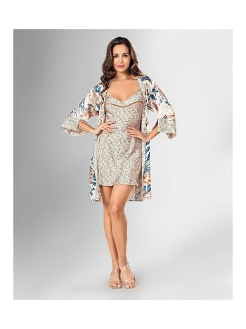 Çiçekli Siyah Kadın Gecelik Takımı Ahu Lingerie 1839