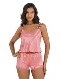 Çift Askılı Leopar Saten Şort Pijama Takımı Ahu 9210