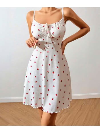 Şeffaf Çilek Desenli Fantezi Body Lily Bianca 13007