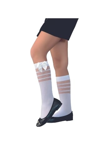 Beyaz Çizgili Dizaltı Çorap Daymod 2221002