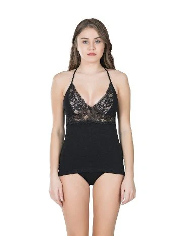 Dantelli Çapraz Askılı Atlet Külot Takım Derya Kurşun 068