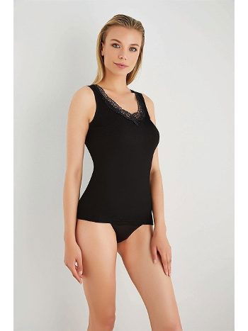 Dantelli Geniş Askılı Pamuklu Atlet Arma Yıldız 3308