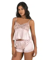 Dantelli Saten Şort Pijama Takımı Ahu 9217