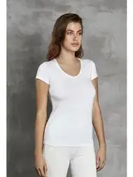 Derin V Yaka Termal T-Shirt Kadın Somon Ten Doreanse 8593