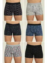 Desenli Likralı Boxer 6'lı Paket Arma Yıldız 1144