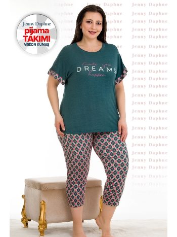 Desenli Viskon Kapri Pijama Takımı Kadın Lady 10676