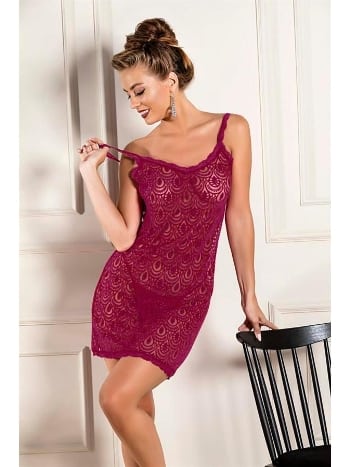 Devore Tasarım Transparan Babydoll String Takım Bordo 31842