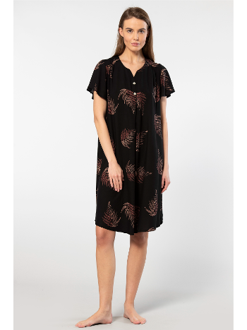 Yaprak Desenli Viskon Dokuma Kadın Elbise Türen 3399