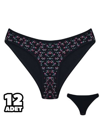 Pamuklu Yüksek Bel Bikini Külot Siyah Dondeza 101145