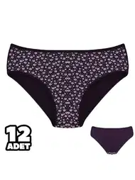 Desenli Pamuklu Slip Külot 12'li Dondeza 201-168