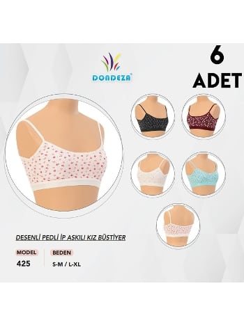 İp Askılı Pamuklu Pedli Kız Çocuk Bustiyer Dondeza 425