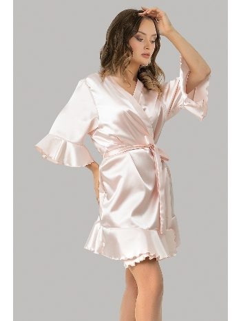 DoReMi Kuşaklı Fırfırlı Saten Sabahlık 002-001285
