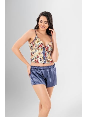 Düğmeli Büstiyer 3lü Şort Takımı Ahu 1905