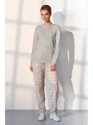 Ekoseli Uzun Kollu Kadın Pijama Takımı Doreanse 25K4043