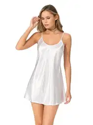 Saten Askılı Kısa Gecelik Ten Renk Ahu 8093