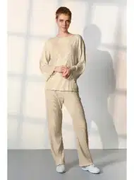 Pamuk Modal Elestan Ekru Kadın Pijama Takımı Doreanse 25K4046