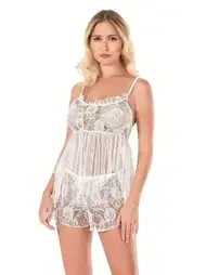 Ekru Tül Dantel Detaylı Şort Takımı Ahu 9142