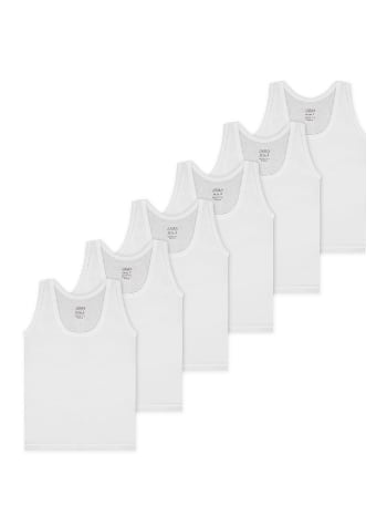 Pamuk Ribana Beyaz Atlet 6lı Paket Arma Yıldız 5546