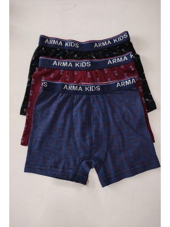 Pamuklu Desenli Likralı Boxer 3'lü Paket Arma Yıldız 5541